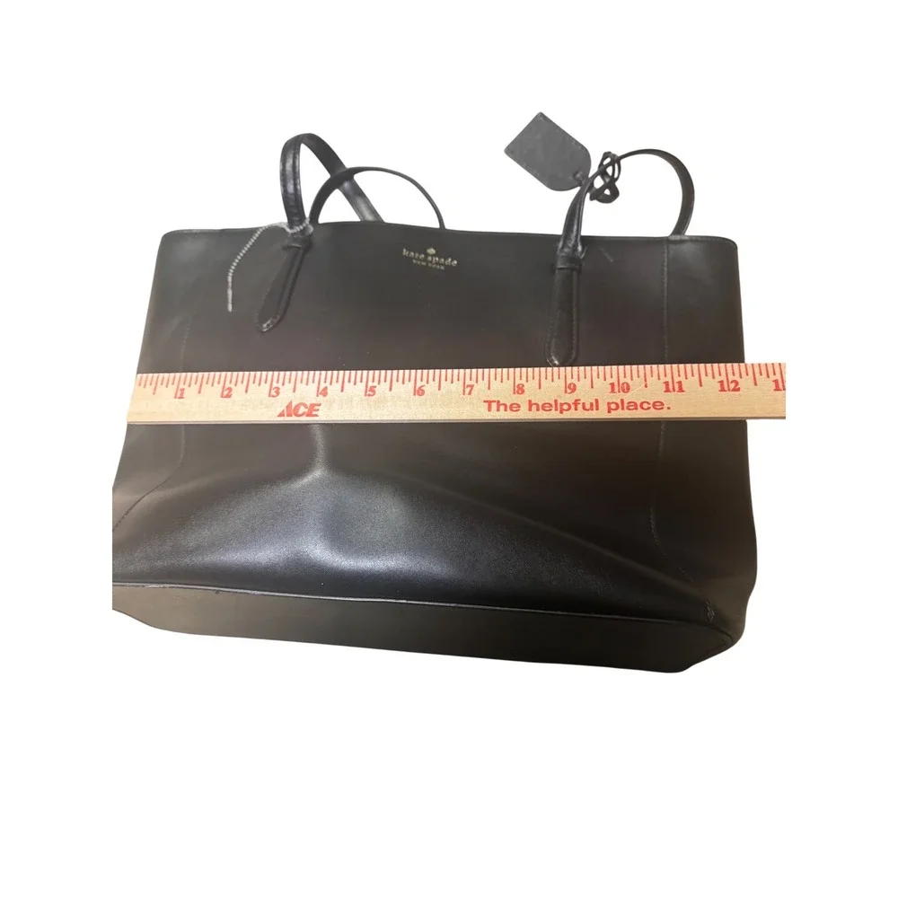 Kate Spade New‎ York Black Leather Tote Bag Shoulder Purse WKRU4071